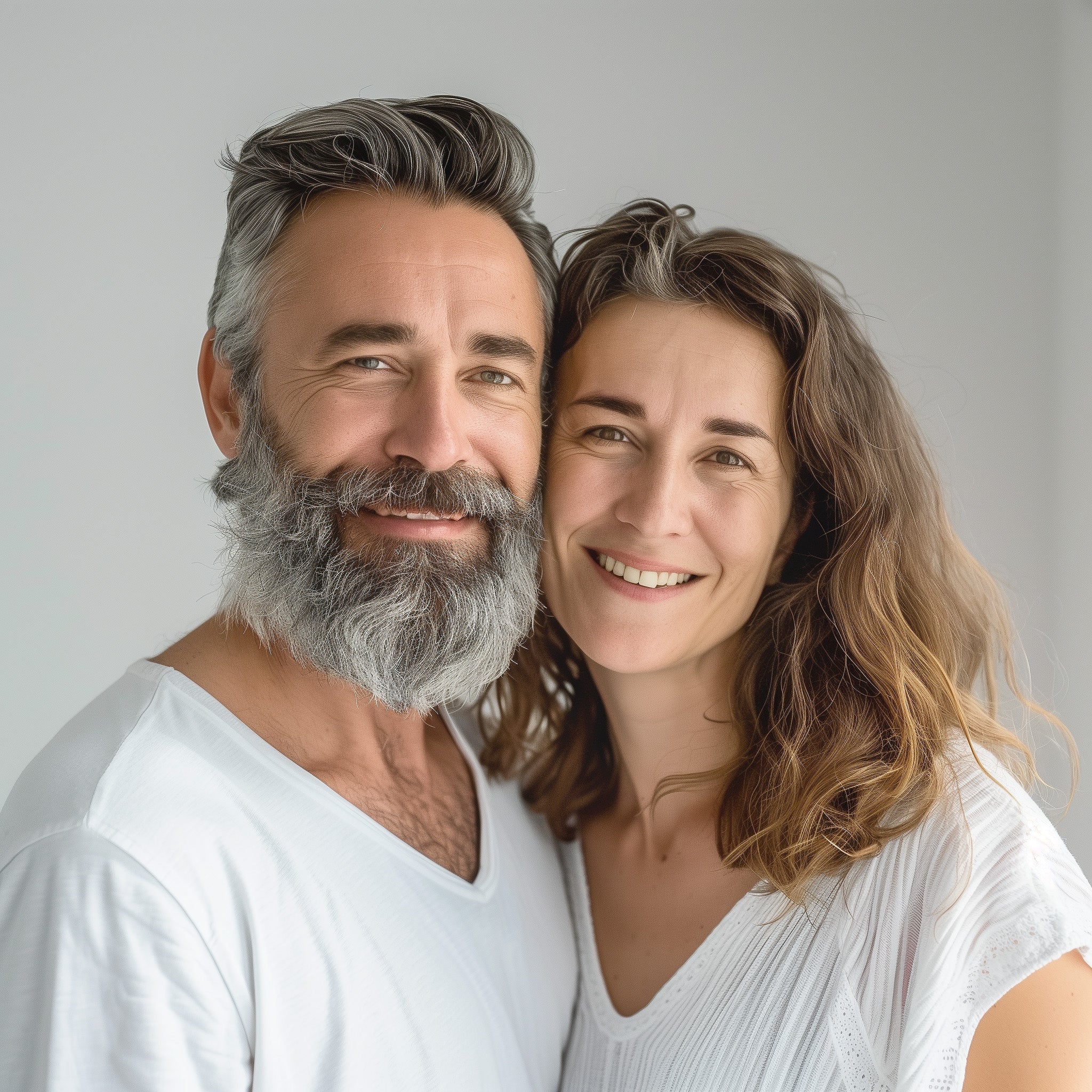 Glückliches Pärchen, die von der Haarwuchs-Erfolgsformel profitiert haben.